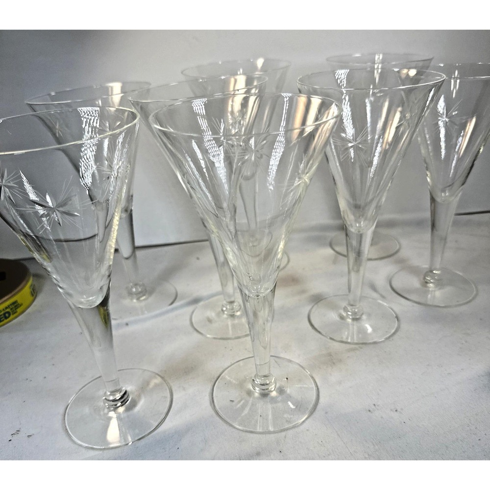VTG Set of 8 Marquis Waterford Crystal "Celebration Starburst" Wine Glasses 7.5"